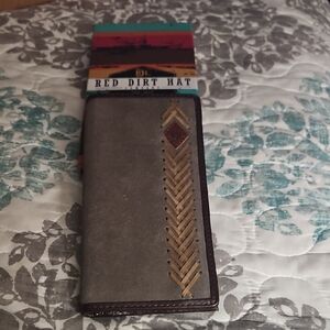 Red Dirt Hat, Adult Unisex Taupe Roughout with Herringbone Rawhide Rodeo Wallet